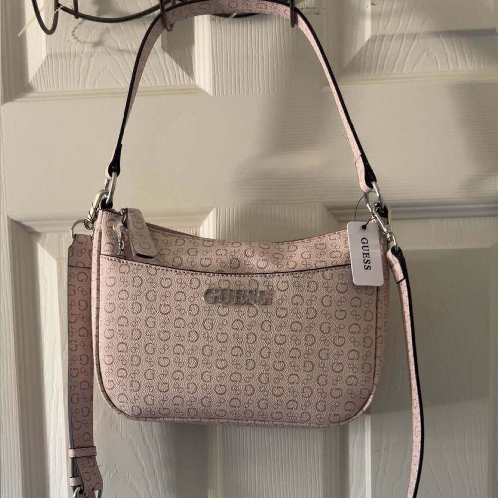 GUESS Light Pink Signature Logo Crossbody Bag